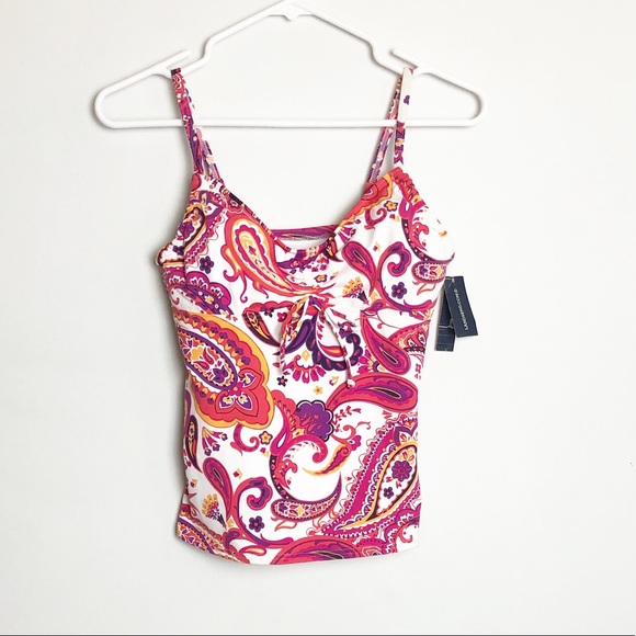 Lands End Pink Paisley Tankini Swim Top SZ… - Picture 5 of 10